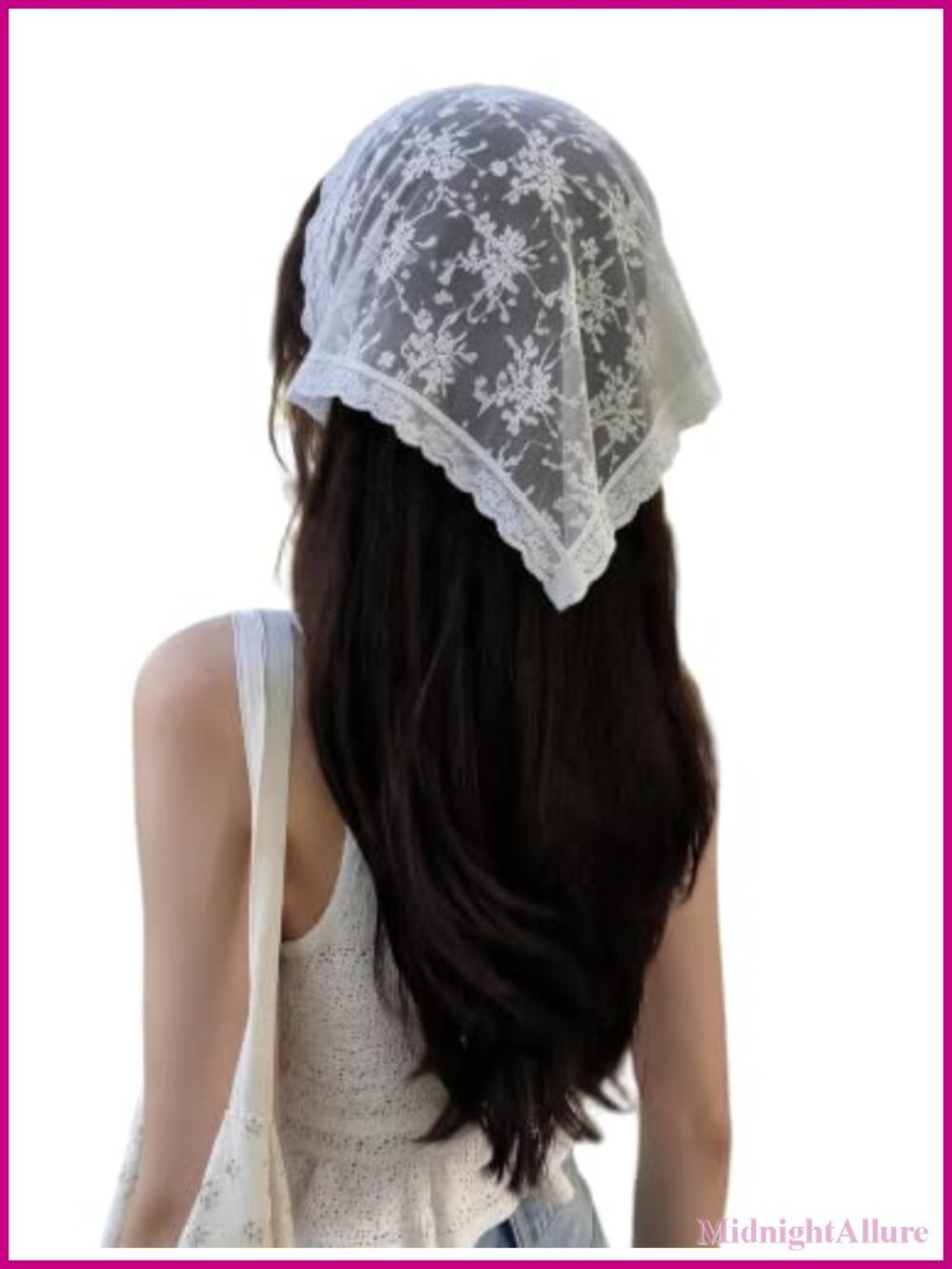 Lace Head Scarf Triangle Hair Kerchief Adjustable Tie One Size
